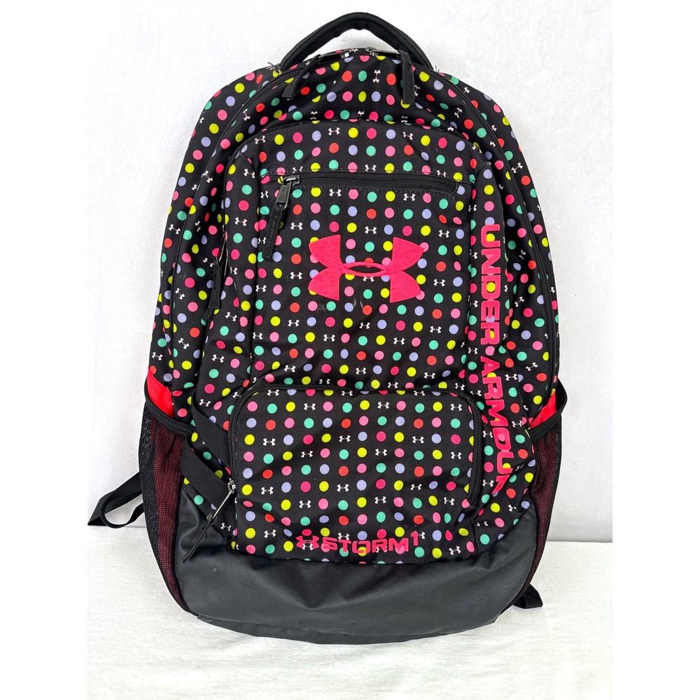 Under Armour Storm 1 Backpack Black Neon Polka Dot Laptop Bag Athletic School